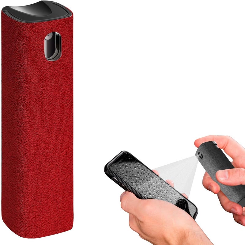 iO CLEAN Mini Screen Cleaner Spray – Finger Proof Screen Cleaner for Smartphones, iPads, MacBooks, Laptops, Car Screens, Touchscreens – 3in1 Mist Cleaner, Microfiber Cloth and Protective Cover (Red) - Image 1